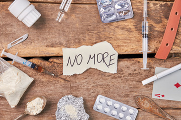 Narcotic preparations, paper message. How to overcome problems with drugs.