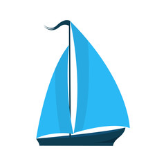 A ship with sails. Logo for water sports, tourist firm, for pleasure boats. Summer holiday concept.