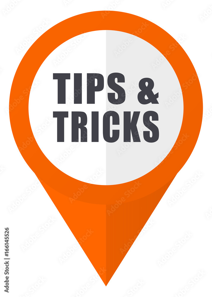 Leinwandbilder tips tricks orange pointer vector icon in eps 10 isolated on white background.