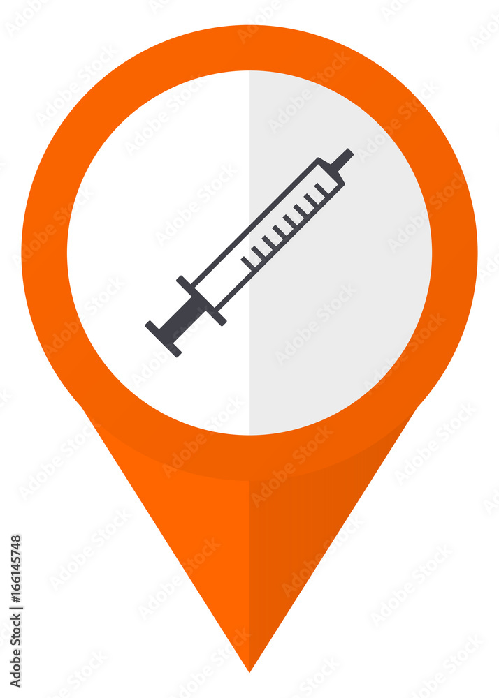 Poster medicine orange pointer vector icon in eps 10 isolated on white background.