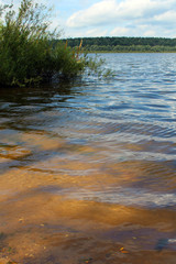 the descent into the water on the lake