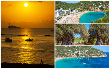 Collage of  island  Ibiza, Spain. Europe .