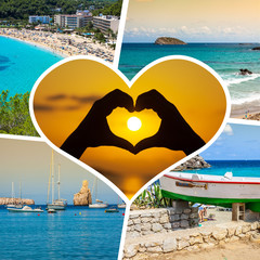 Collage of  island  Ibiza, Spain. Europe .