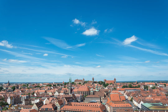 Old town of Nuremberg with the castle seen from St Lorenz church