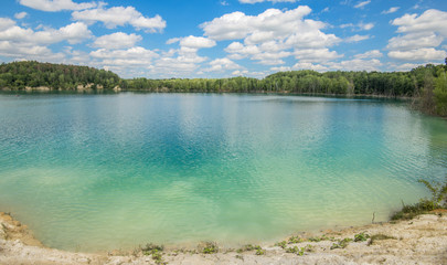 Panorama - lake with clear turquoise water