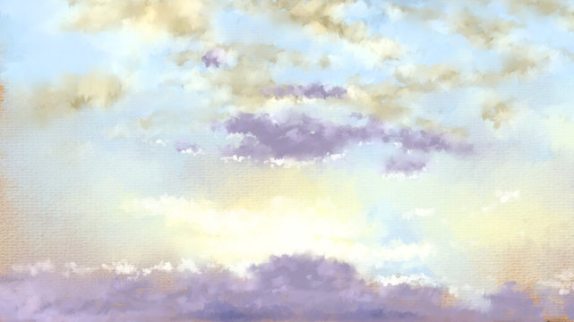 Sky. Paintings landscape. Digital oil.