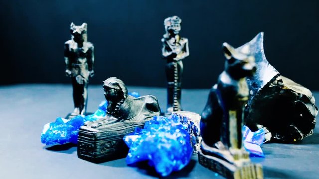 manufacts from ancient egyptians and blue crystals