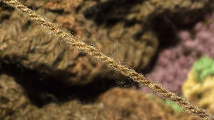 Close up of Knitting Wool D, Yarn Blur Background, Shallow Depth of Field Macro Photography