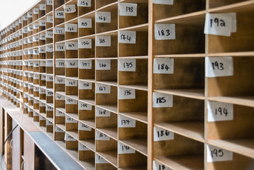 Numbered pigeon holes