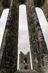 Ancient stone windows at Cong Abbey, Ireland