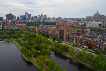 Aerial residential neighborhood boston
