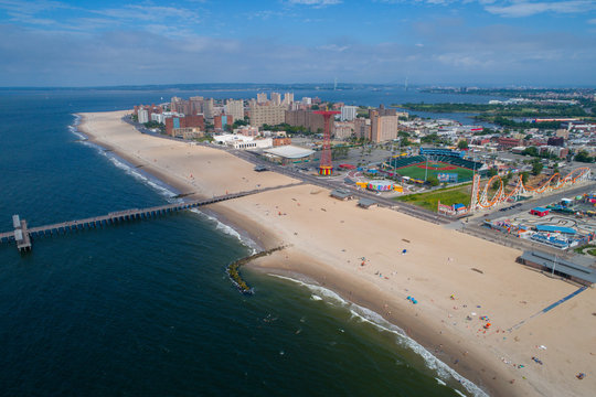 Aerial drone photo of Coney Island New York USA