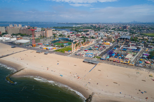 Aerial drone photo of Coney Island New York USA