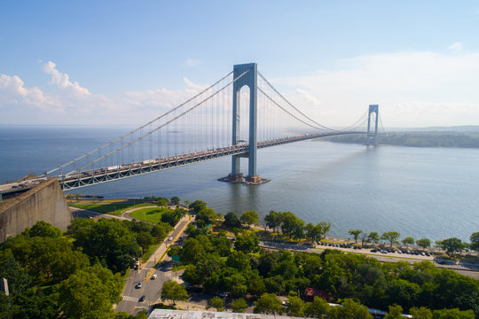 Aerial image of the Verrazano Narrows Bridge New York