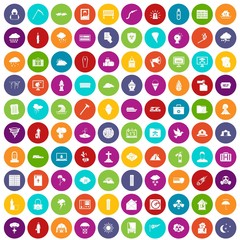 100 natural disasters icons set color