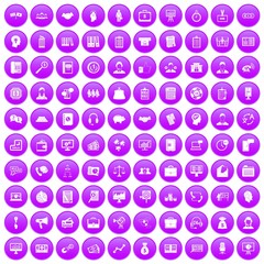 100 business people icons set purple
