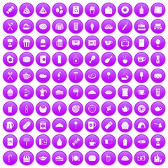 100 cafe icons set purple