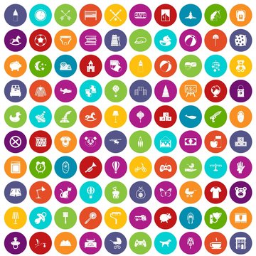 100 nursery icons set color
