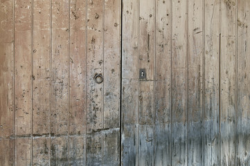 Old wooden door with metal elements