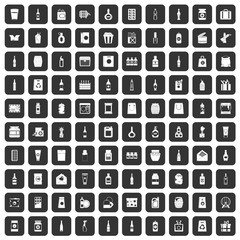 100 packaging icons set black
