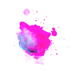 Colorful abstract watercolor texture stain with splashes and spatters. Modern creative watercolor background for trendy design.