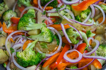 Stir fry vegetable salad top view