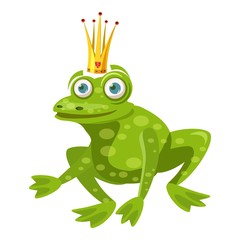 Princess frog icon, cartoon style