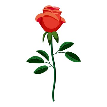 Rose icon, cartoon style