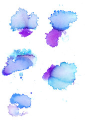 Colorful abstract watercolor texture stain with splashes and spatters. Modern creative watercolor background for trendy design.