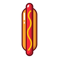 Hot dog icon, cartoon style