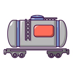Gasoline railroad tanker icon, cartoon style