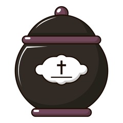Funeral urn icon, cartoon style
