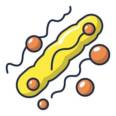 Long oval virus icon, cartoon style