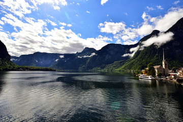 Landscape of mountain and lake in Hallstatt