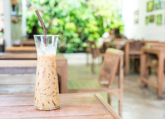 glass of iced expresso coffee