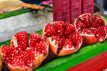 Pomegranate,Pomegranate juice with fresh ,pomegranate fruits.