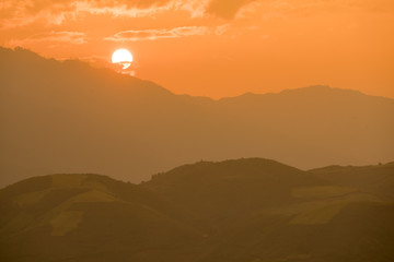 Sunrise at mountain in Vietnam