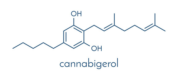 Cannabigerol cannabinoid molecule. Skeletal formula.