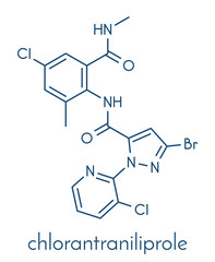Chlorantraniliprole insecticide molecule (ryanoid class). Skeletal formula.
