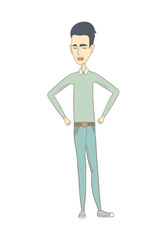 Young asian angry man screaming.