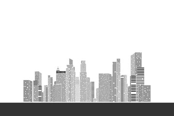 Naklejka premium Building and City Illustration, City scene on white background