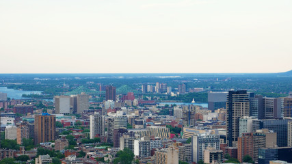 Fototapeta na wymiar Aerial view of the downtown of Montreal, Canada