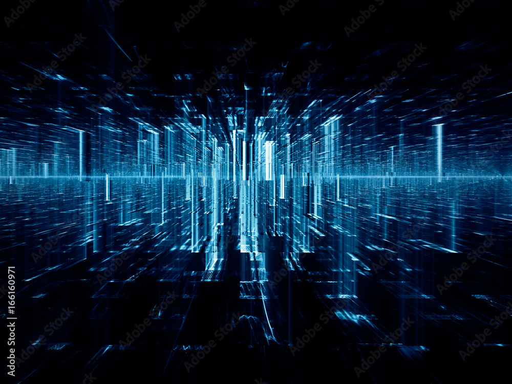 Poster abstract background element. fractal graphics series. perspective composition glitch effect. informa