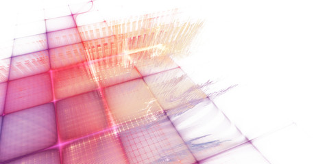 Abstract background. Fractal graphics series. Three-dimensional composition of repeating grids. Information technology concept. Wide format high resolution image.