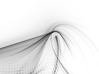 Abstract background element. Fractal graphics series. Curves, blurs and twisted grids composition. White texture.
