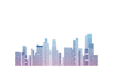 Building and City Illustration, City scene on white background