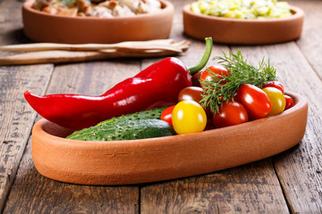 Plate with different fresh vegetables