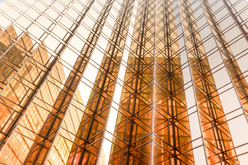 Gold colour office building tower facade  in business center