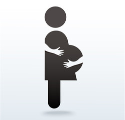 woman pregnant icon with hands hugging vector 