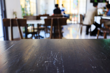 wood table in cafe restaurant